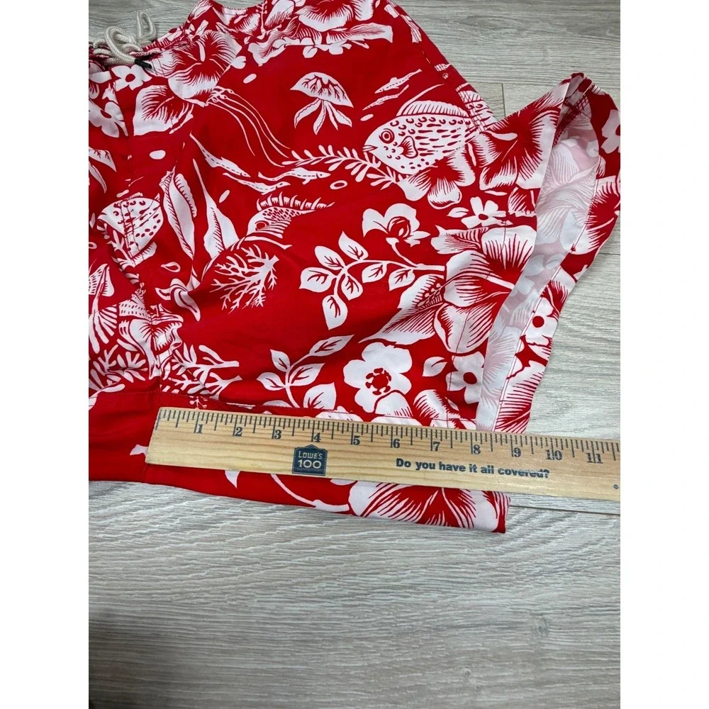 Polo Ralph Lauren Mens Swim Trunks Red White Tropical Fish Floral 2XB XXL B/T